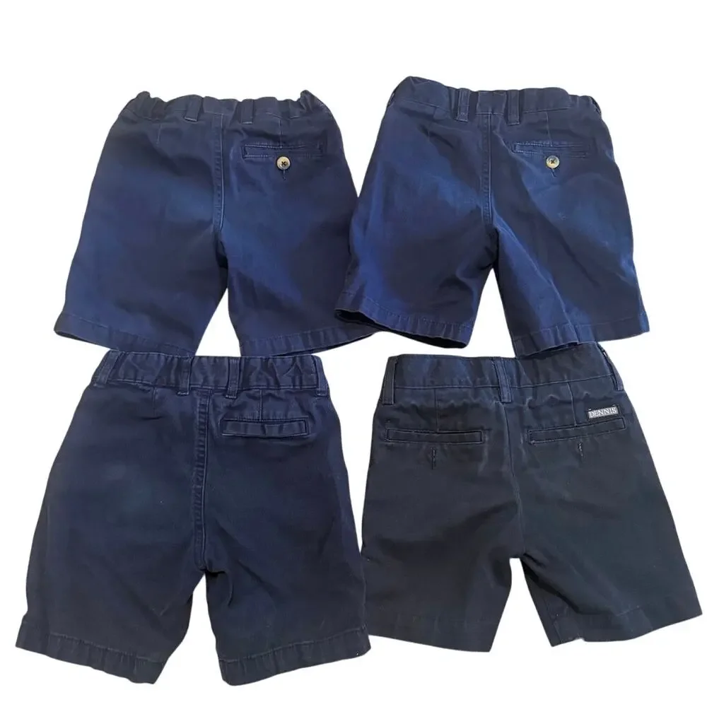 Set of 4 Uniform Shorts Navy Blue Boys Size 5